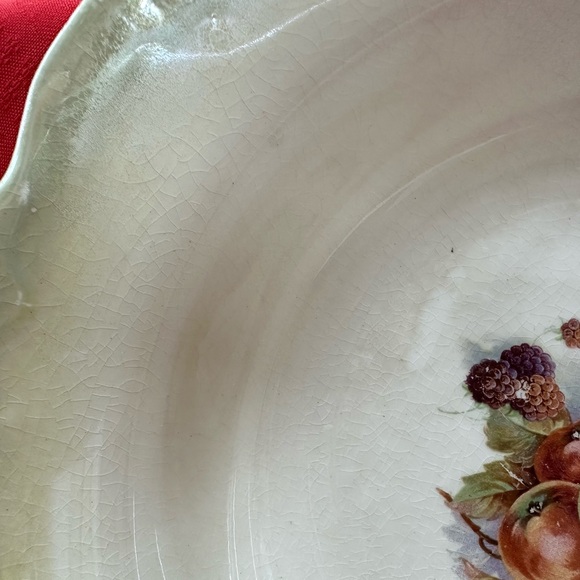 Vintage Thompson Pottery Co. 9” Fruit Design Porcelain Bowl - Picture 4 of 8